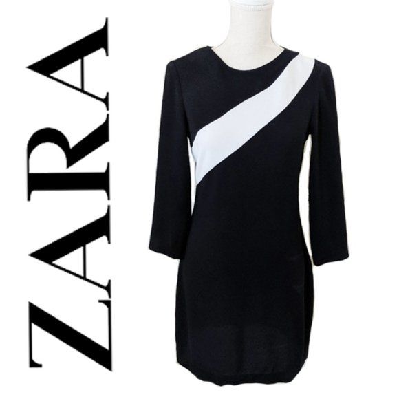 Zara Dresses & Skirts - Zara Black and White Long Sleeve Dress.